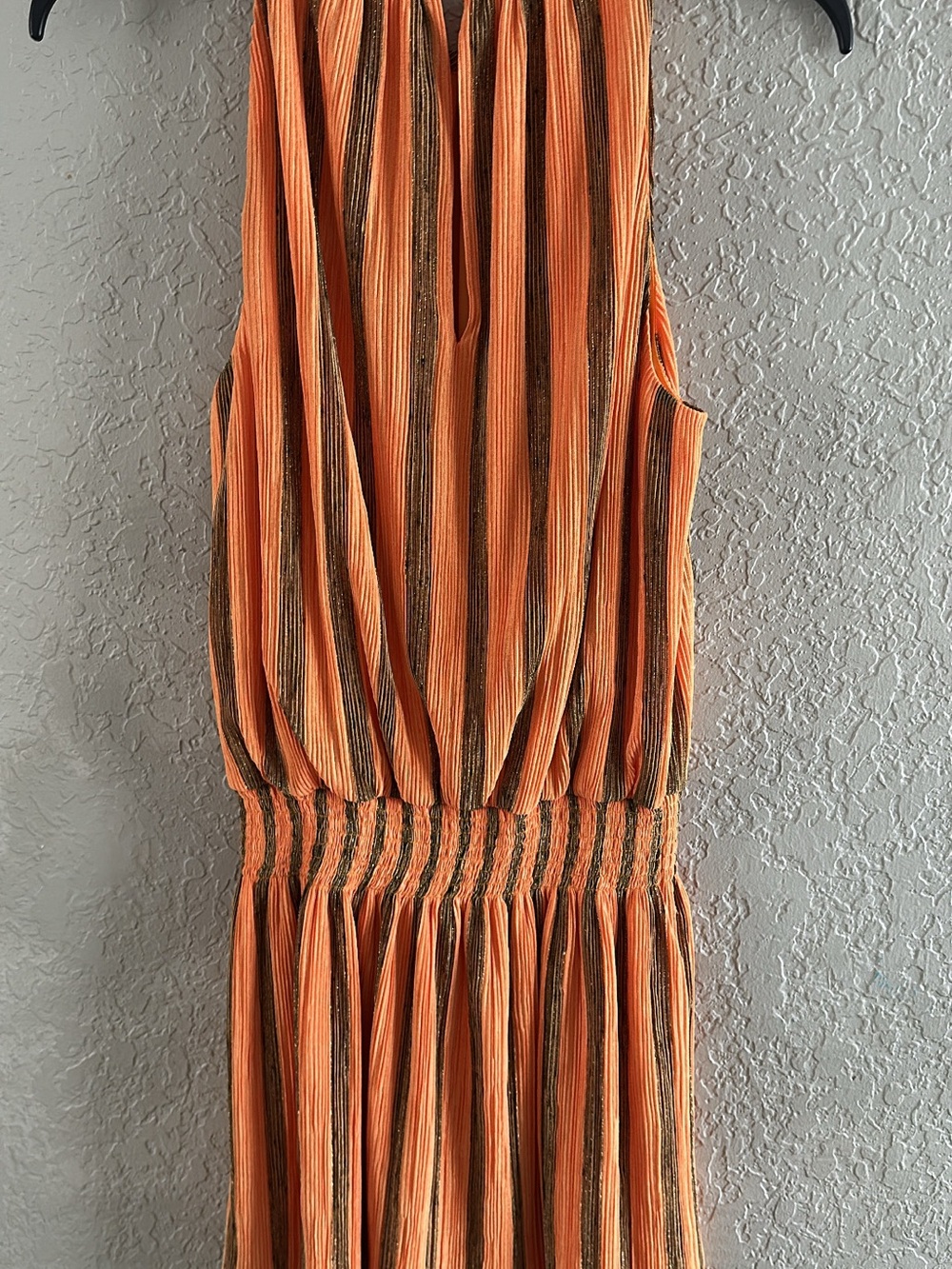 Ramy Brook Orange and Brown Striped Maxi Dress